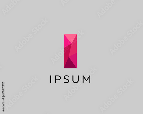 Abstract trend polygon letter I logo design template. Art tech media app creative sign. Colorful symbol icon. Bright alphabet font.