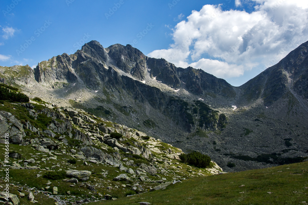 Amazing panorama of the Yalovarnika peaks in Pirin Mountain, Bulgaria