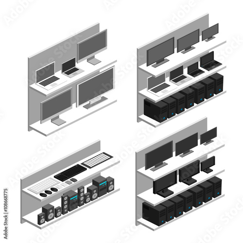 Isometric interior of Computer store