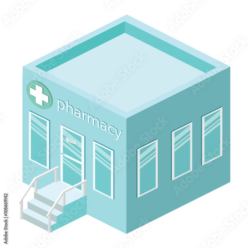 isometric pharmacy building