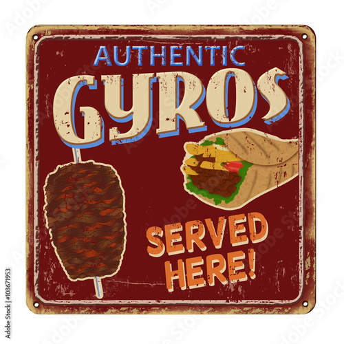 Gyros vintage rusty metal sign