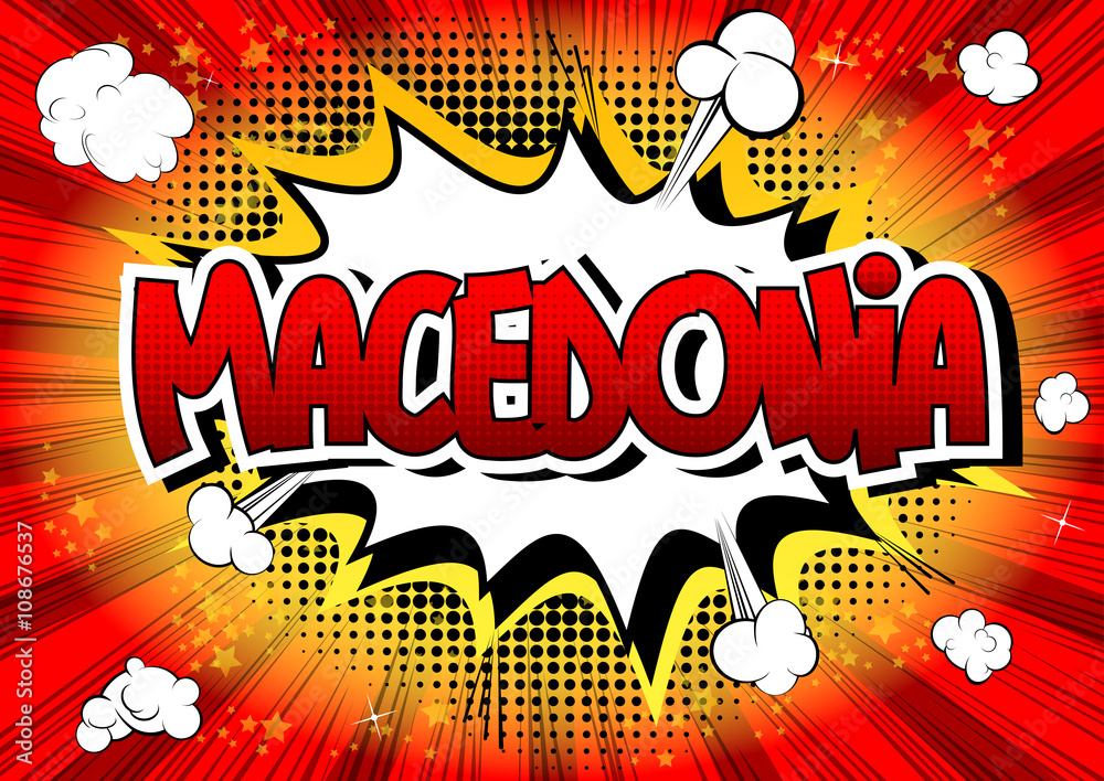 Macedonia - Comic book style word.