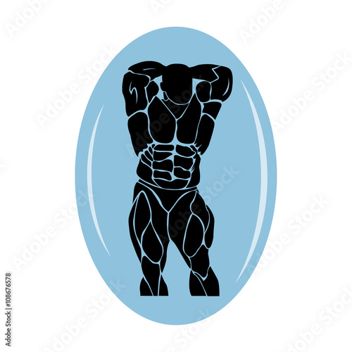 Bodybuilding, power lifting concept in flat style on white background 