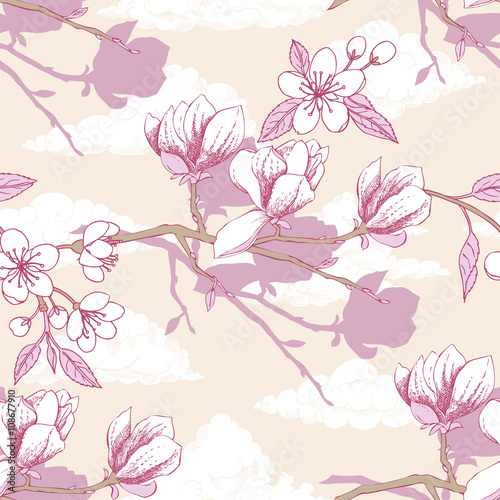 Seamless pattern with magnolia © Natalia Piacheva