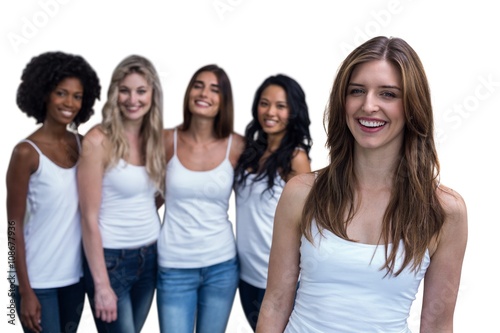 Portrait of brunette woman and multiethnic women 