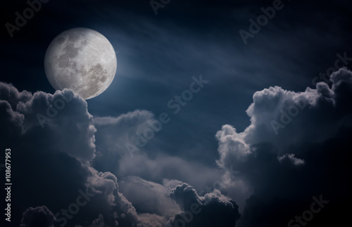 Wallpaper Mural Nighttime sky with clouds, bright full moon would make a great background
