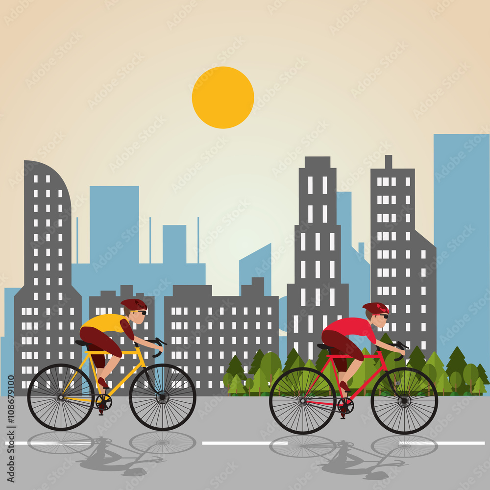 Flat illustration of bike lifesyle design