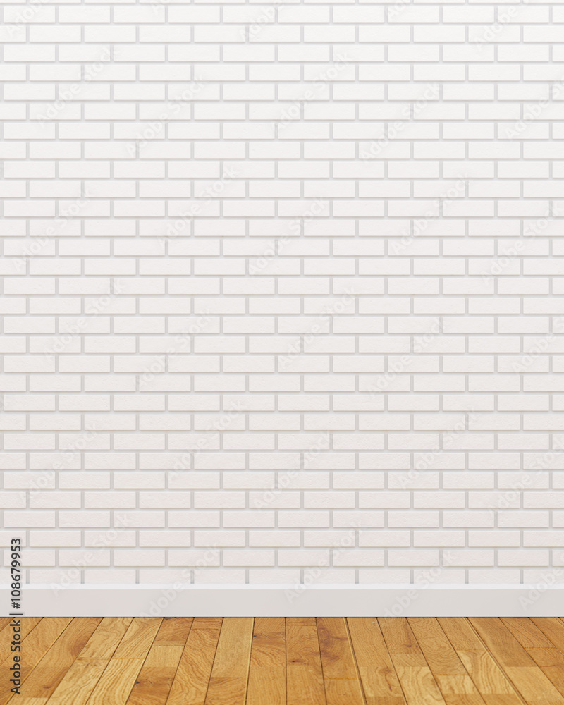 Empty white brick background wall