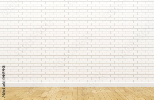 Empty white brick background wall