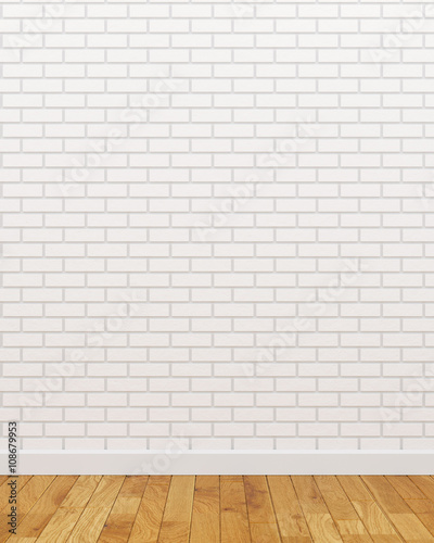 Empty white brick background wall © Ronen