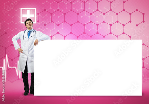 Doctor with banner