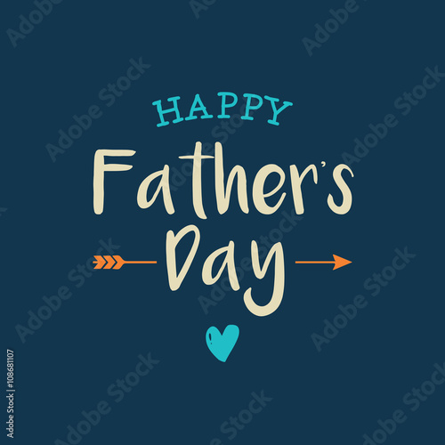 Happy fathers day card with icons heart and arrow. Editable vector design.