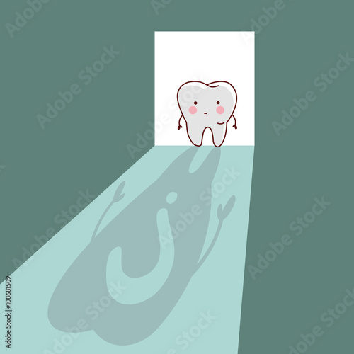 cartoon  tooth with question mark