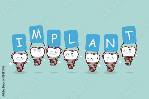 cartoon implant tooth holding billboard