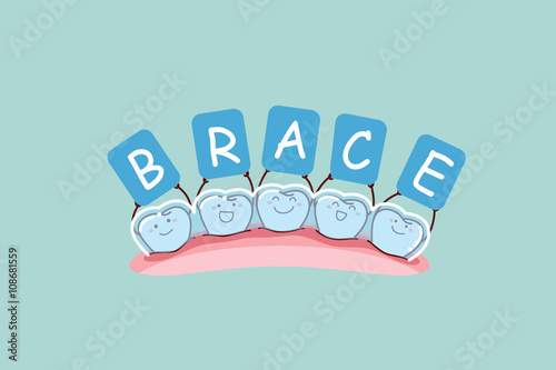 tooth with brace holding billboards