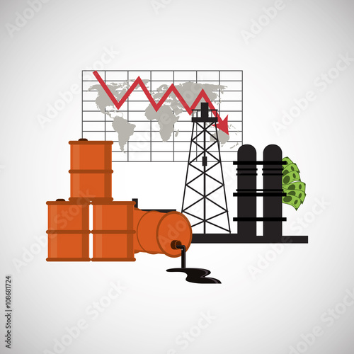 Petroleum design, economy and oil industry concept, vector illustration
