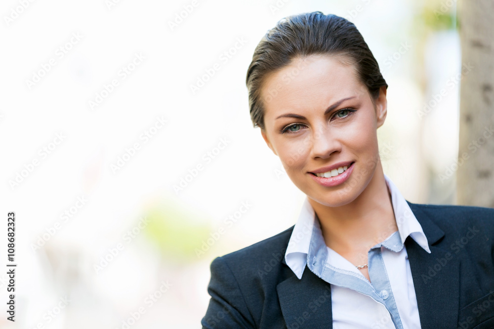 Portrait of business woman smiling outdoor Portrait of business woman smiling outdoor