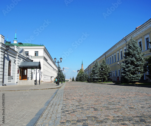 The central alley from the main entrance in Kazan Kremlin, Tatarstan, Russia