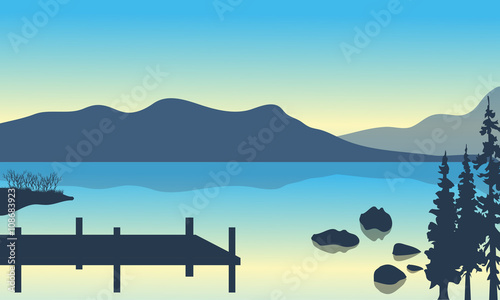 Lake and pier scenery