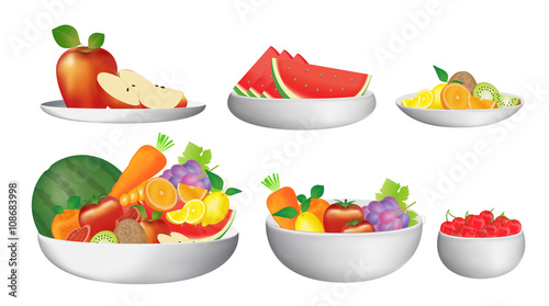 Fototapeta Naklejka Na Ścianę i Meble -  Group of Fruit on a bowl and dishes
