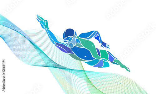 Freestyle Swimmer Silhouette. Sport swimming
