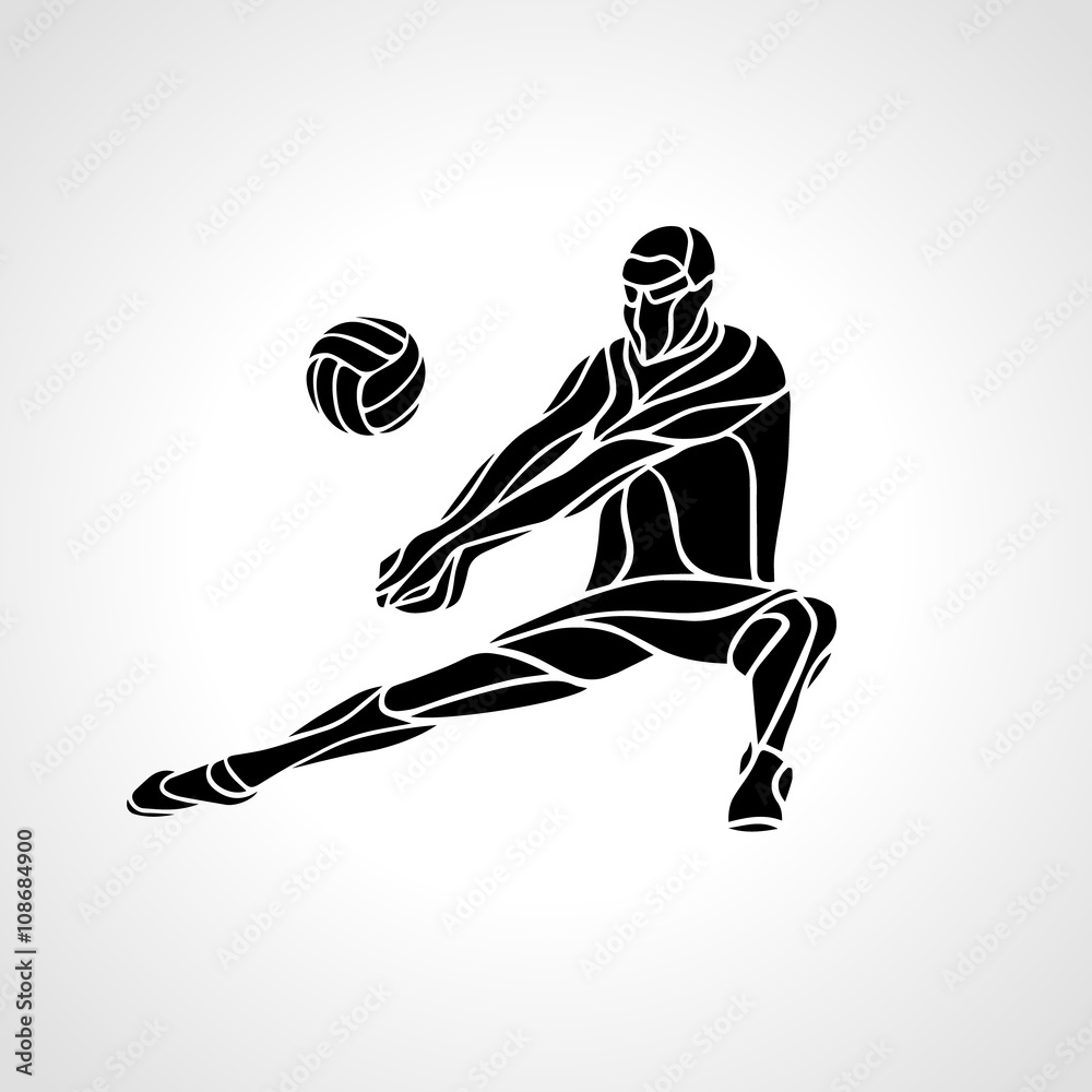 Volleyball player receive ball silhouette Stock Vector Adobe Stock