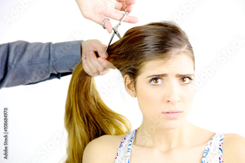 Woman scared about getting all her big long hair cut off