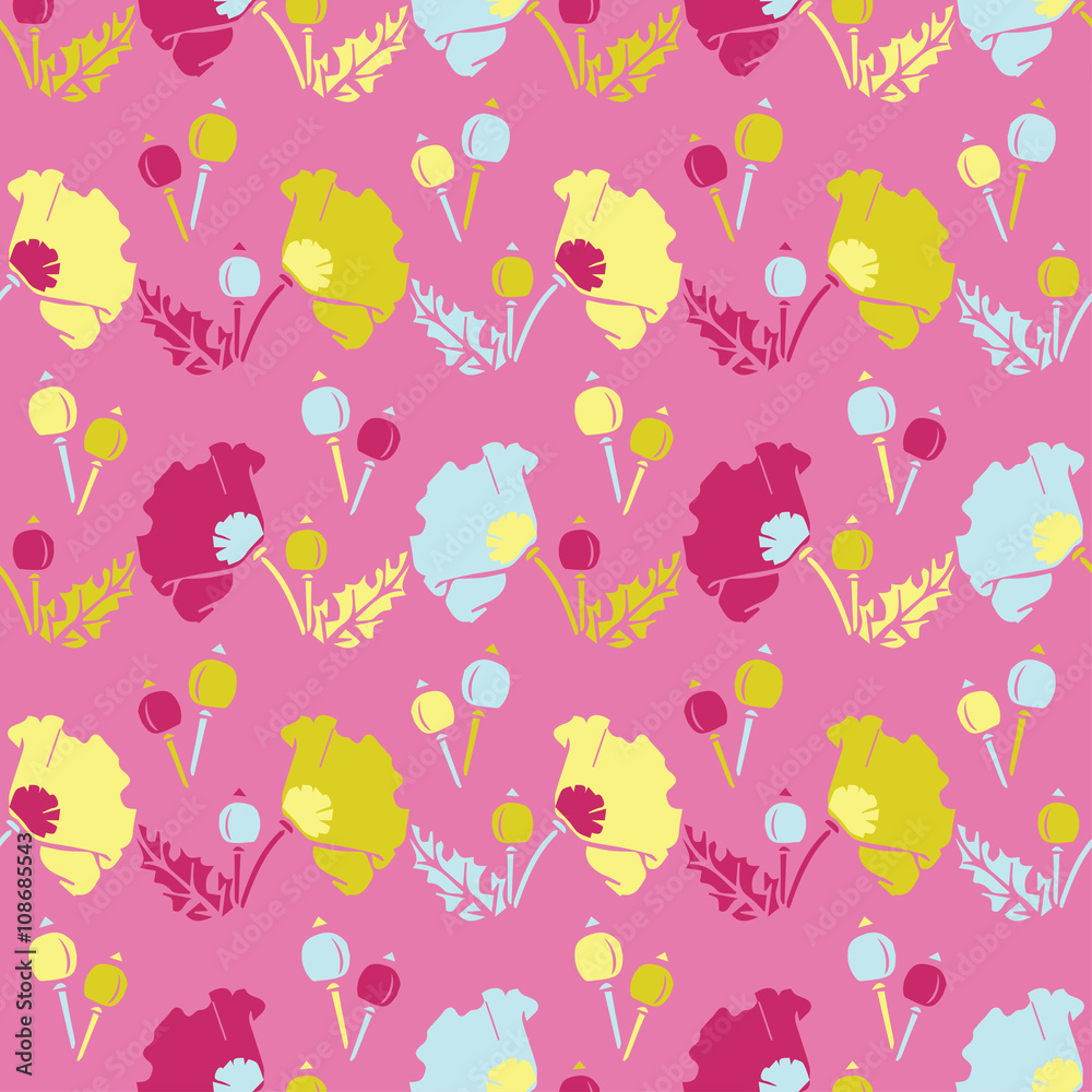 Seamless vector background with decorative flowers. Print. Cloth design, wallpaper.