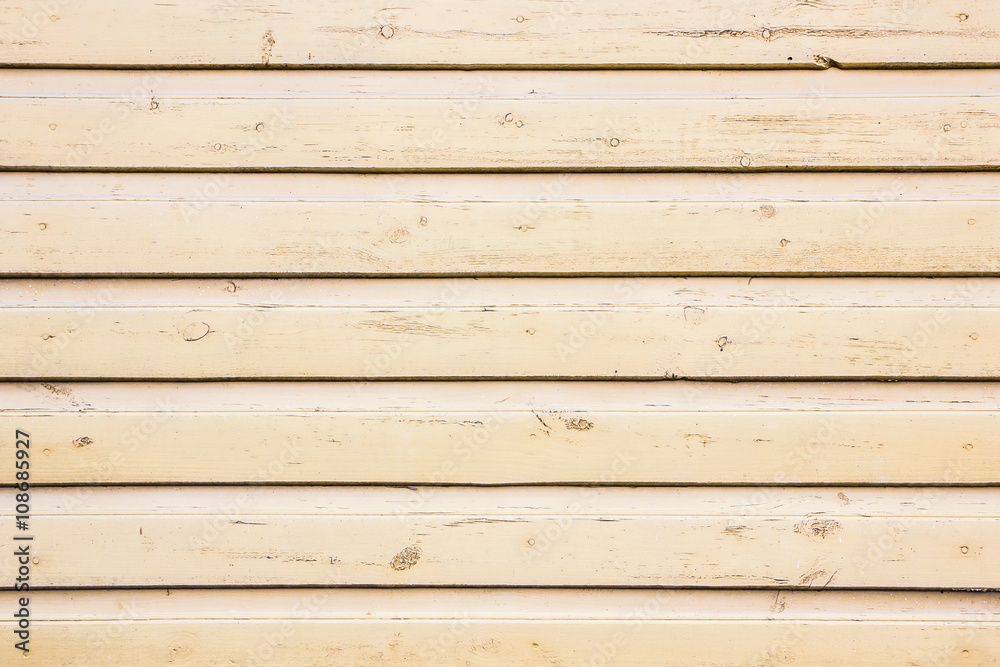 Fototapeta premium Yellow paint wooden desks background.