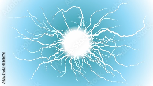 Lightning stroke in the sky.