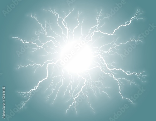 Lightning stroke in the sky.