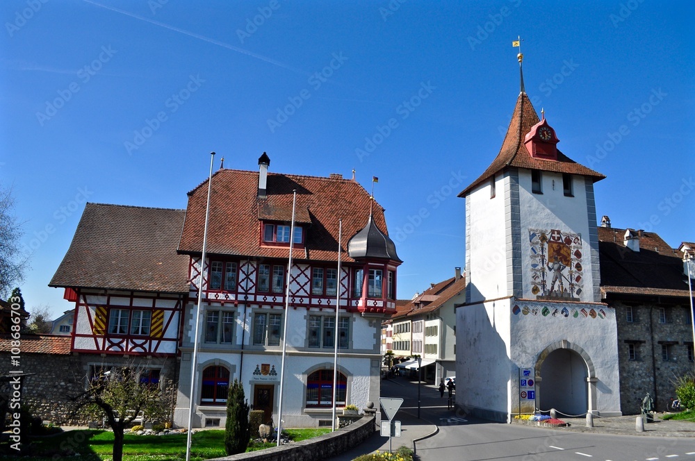 Altstadt Sempach mit Luzerner Tor, Region Luzern - Sursee, Kanton Luzern, Schweiz