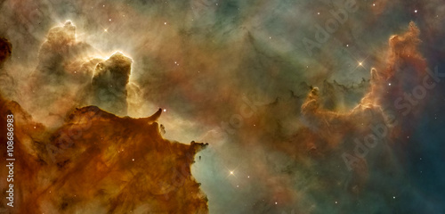 Leinwand Poster Beautiful nebula in cosmos far away