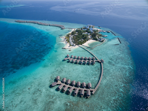 Small tropical island. View from drone. Maldives,Indian ocean