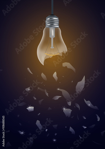 broken incandescent light bulb 