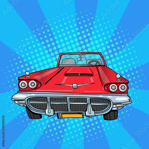 Vitage American Car. Retro Vehicle. Pop Art. Vector illustration