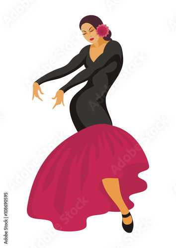the dancer in a black dress dances a flamenco