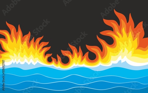 Sea landscape with fire.