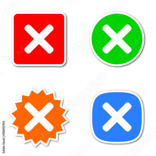 cancel simple colored vector web internet icon set flat design sticker tag

