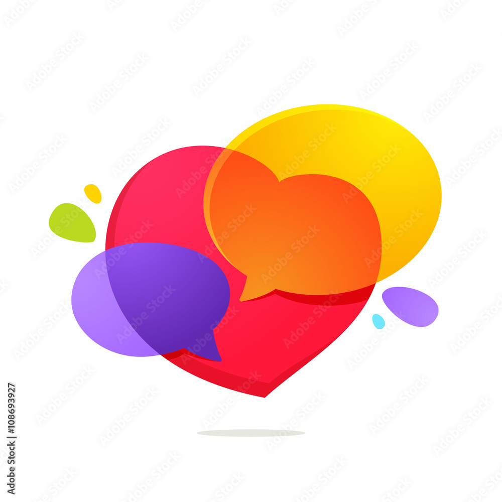 Speech bubble with heart volume logo. Speech bubble with heart volume logo.