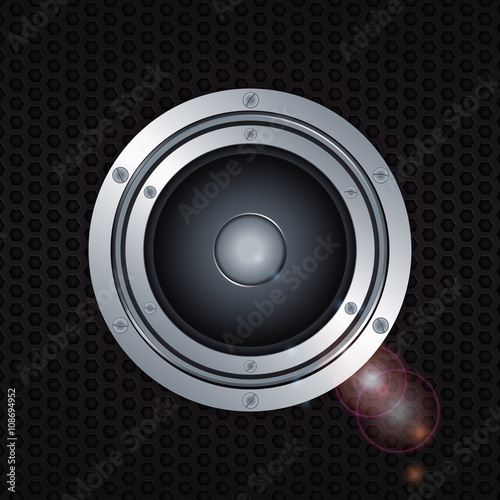 Speaker double ring over metal background