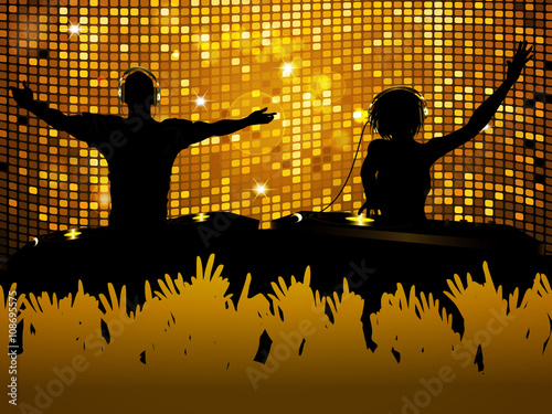 Female and male DJ party background