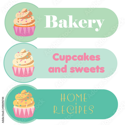 Three cupcake banners