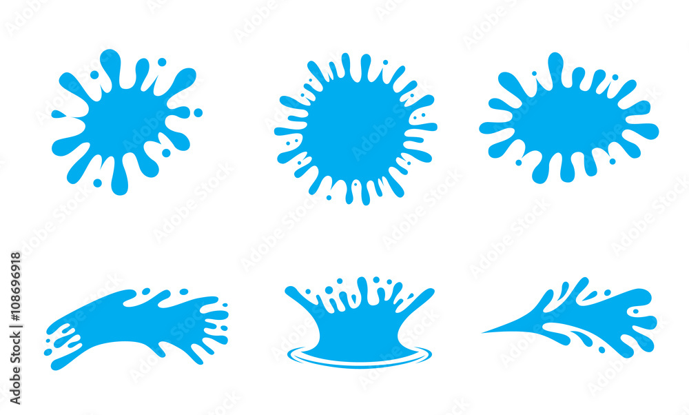 Blue water splash vector logo collection.