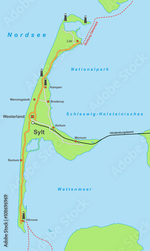Landkarte Sylt - Vektorgrafik
