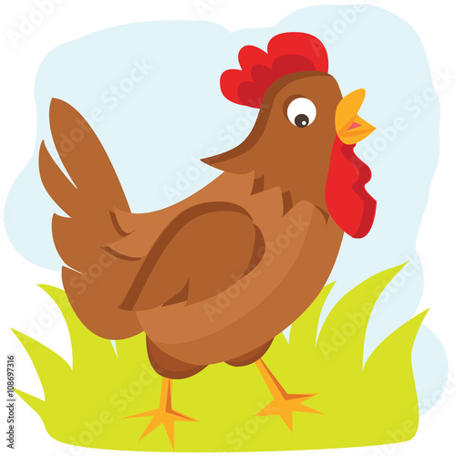 Cartoon hen vector illustration