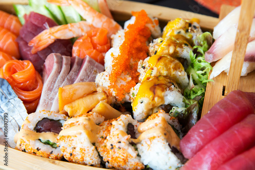 sushi set at restaurant