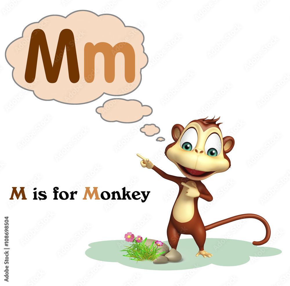 Fototapeta premium Monkey with alphabet