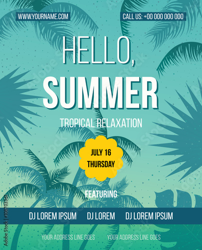 Hello Summer Beach Party Flyer.