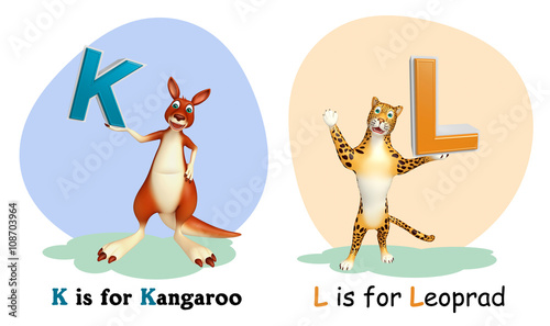 Photography Kangaroo and Leopard with Alphabate